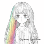 Anime-Inspired Rainbow Hair Coloring Pages 2