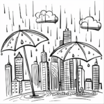 April Showers in the City: Urban-Scene Coloring Pages 1