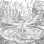 April Showers in the City: Urban-Scene Coloring Pages 4