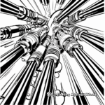 Array of Lightsabers: Multiple Lightsaber Coloring Pages 1