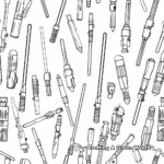Array of Lightsabers: Multiple Lightsaber Coloring Pages 2