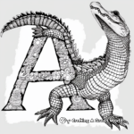 Artistic Abstract Alligator Coloring Pages for Adults 1
