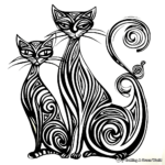 Artistic Abstract Cat Coloring Pages 3
