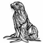 Artistic Abstract Sea Lion Coloring Pages 1