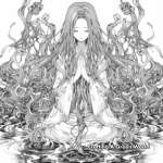 Artistic Detailed Long-haired Anime Girl Coloring Pages for Adults 3