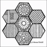 Artistic Hexagon-Based Geometric Mandala Coloring Pages 1