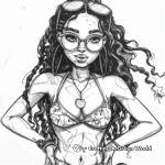 Artistically Sketched Black Barbie Coloring Pages 2