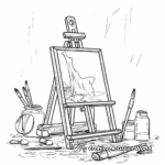 Artist's Easel and Paint Coloring Pages 1