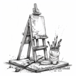 Artist's Easel and Paint Coloring Pages 2