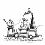 Artist's Easel and Paint Coloring Pages 3