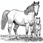 Attractive Paint Horse Mare and Foal Coloring Pages 1