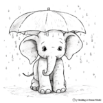 Baby Elephant in the Rain: Weather Coloring Pages 2