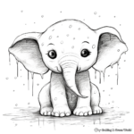 Baby Elephant in the Rain: Weather Coloring Pages 3