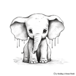 Baby Elephant in the Rain: Weather Coloring Pages 4