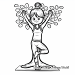 Balancing Tree Pose Yoga Coloring Pages 1