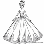 Barbie in Glamorous Ball Gown Coloring Pages 1