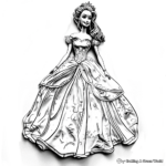 Barbie in Glamorous Ball Gown Coloring Pages 2