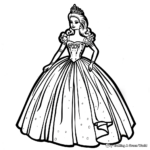 Barbie in Glamorous Ball Gown Coloring Pages 3