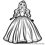 Barbie in Glamorous Ball Gown Coloring Pages 4