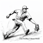 Baseball Player Sliding to Base Coloring Pages 1