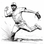 Baseball Player Sliding to Base Coloring Pages 2
