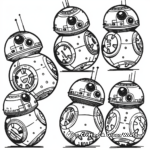 BB-8 In Different Poses Coloring Pages 2
