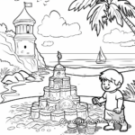 Beach and Sand Castle Scenic Coloring Pages 1