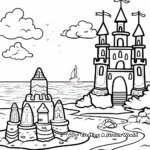 Beach and Sand Castle Scenic Coloring Pages 4