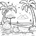 Beach-Themed Summer Calendar Coloring Pages 1