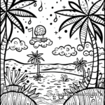 Beach-Themed Summer Calendar Coloring Pages 4