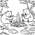 Bear by the Campfire Coloring Pages 4