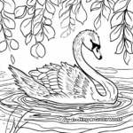 Beautiful Swan Pond Coloring Pages 1