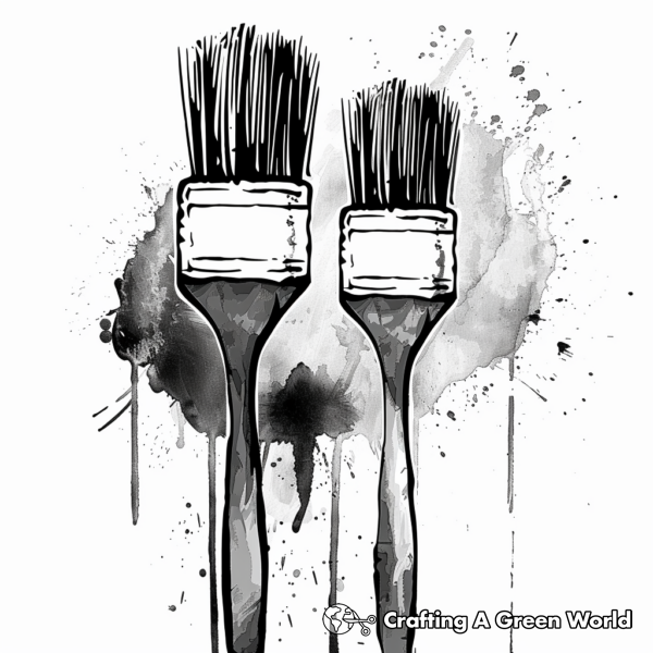 Beautiful Watercolor Paintbrush Coloring Pages 1