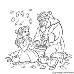 Beauty and the Beast Fall Scene Coloring Pages 1