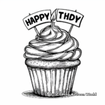 Birthday Celebration Cupcakes Coloring Pages 2