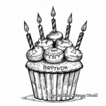 Birthday Celebration Cupcakes Coloring Pages 3