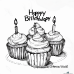 Birthday Celebration Cupcakes Coloring Pages 4
