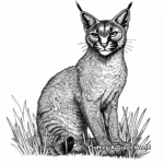 Black and White Caracal Coloring Pages 1