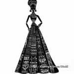 Black Barbie in Ethnic Attire Coloring Pages 1