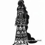 Black Barbie in Ethnic Attire Coloring Pages 3