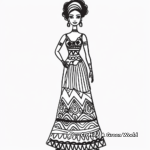 Black Barbie in Ethnic Attire Coloring Pages 4