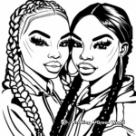 Black Barbie with Friends Coloring Pages 1