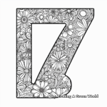 Blooming Number 7 Coloring Pages: Floral Design 1