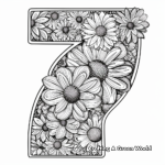 Blooming Number 7 Coloring Pages: Floral Design 3