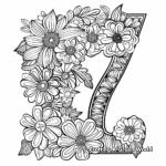 Blooming Number 7 Coloring Pages: Floral Design 4