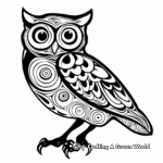 Bold Line Art Psychedelic Owl Coloring Pages 1