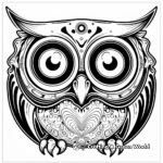 Bold Line Art Psychedelic Owl Coloring Pages 4