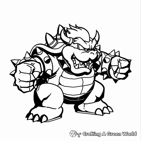 Bowser The Villain from Super Mario Bros. Movie Coloring Pages 1