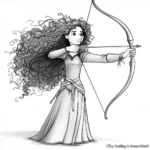 Brave Merida with Her Bow and Arrow Coloring Pages 1