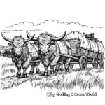 Brave Oxen Pulling Wagons on the Oregon Trail Coloring Pages 1